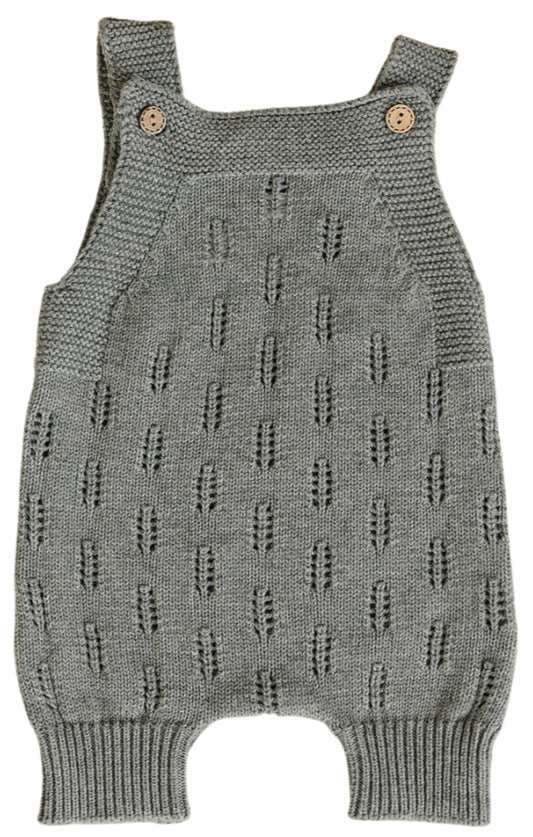 Embellished Short Knit Romper | Grey