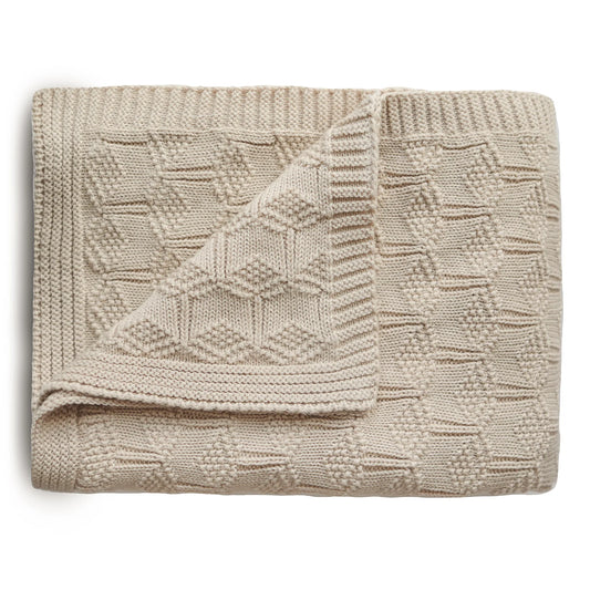 Knitted Honeycomb Blanket | Beige